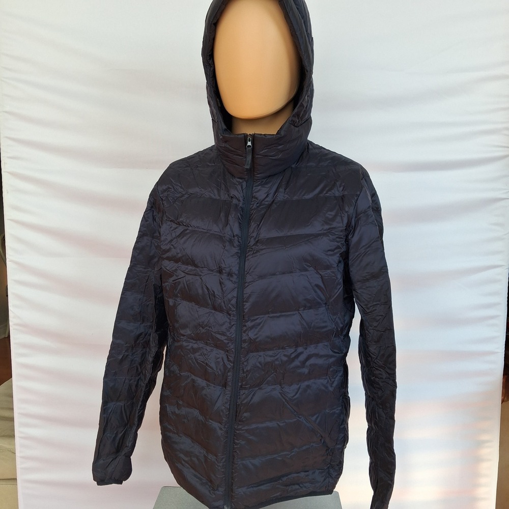 Uniqlo Ultra Light Down Hooded Jacket Navy Blue Puffer Coat Large 311-409325